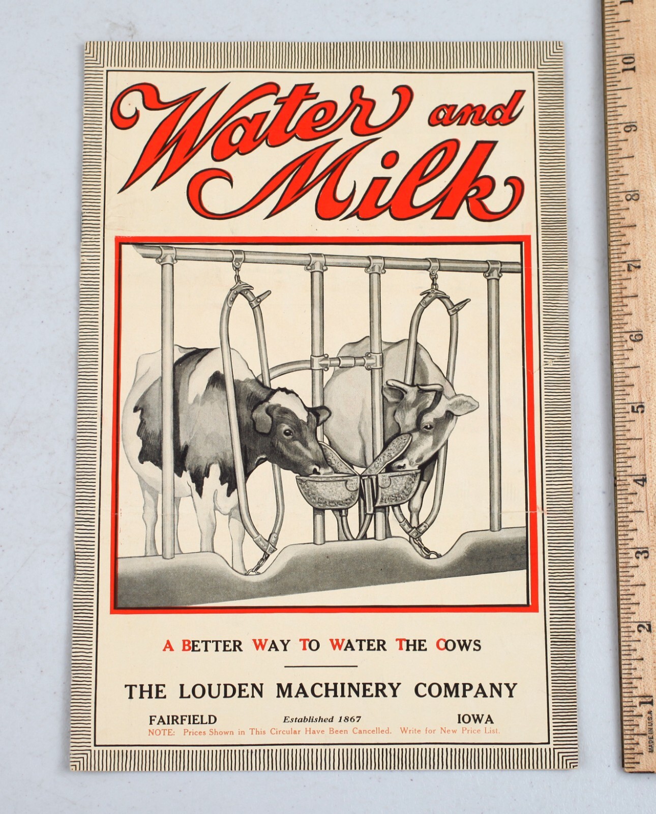 Vintage Louden Machinery Co. Cow Watering Equipment Booklet Fairfield Iowa Milk
