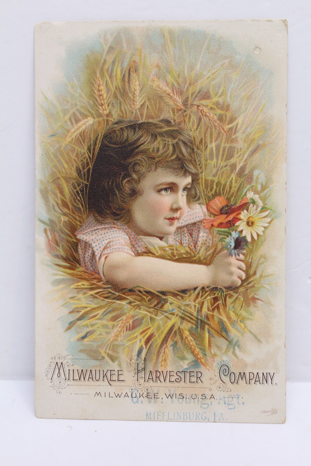 1890s Milwaukee Harvester Co. Farm Implements Ad Trade Card Mifflinburg Pa