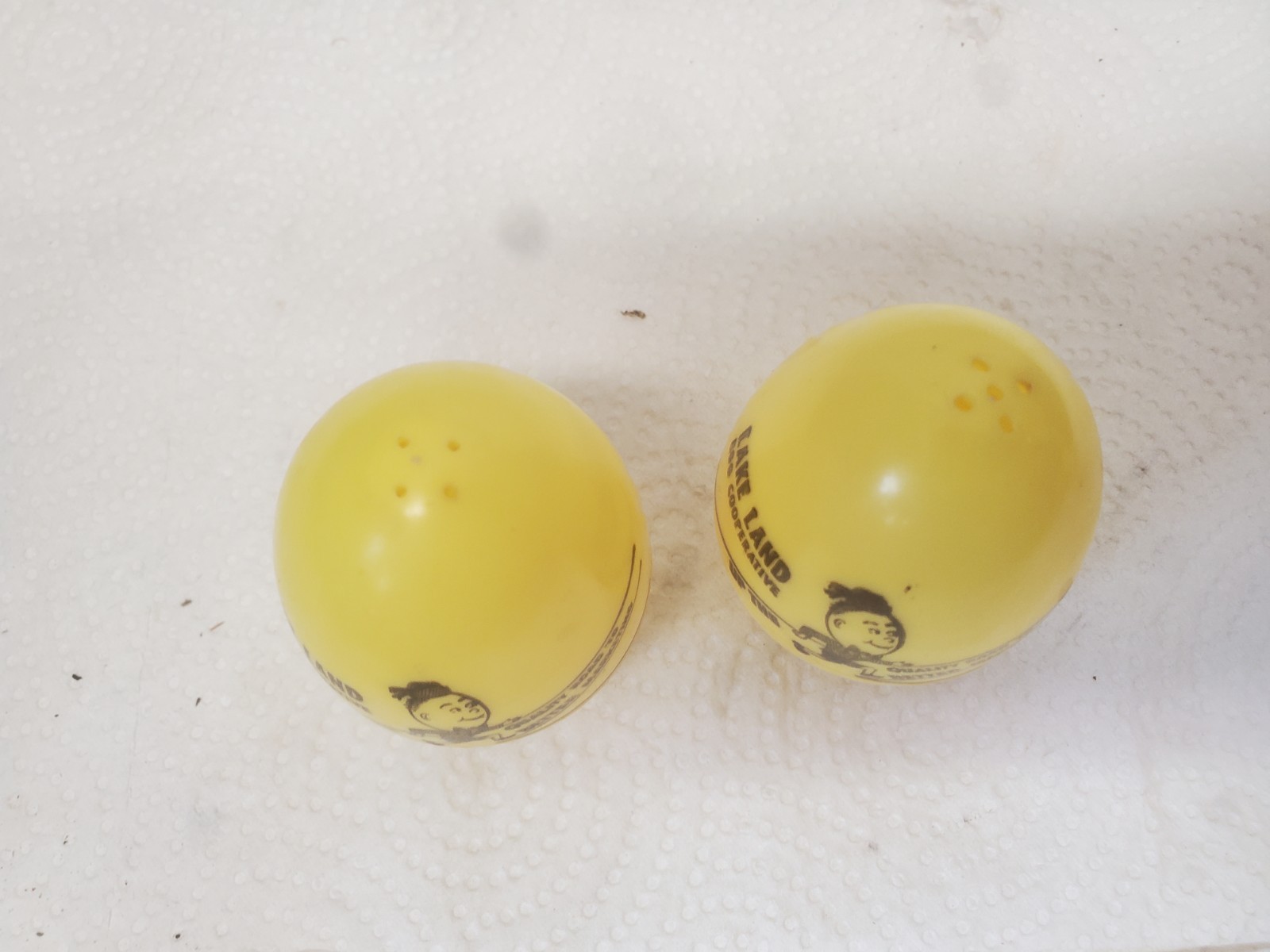 Yellow Plastic Egg Shaped Salt & Pepper Shakers Lake Land Egg Cooperative