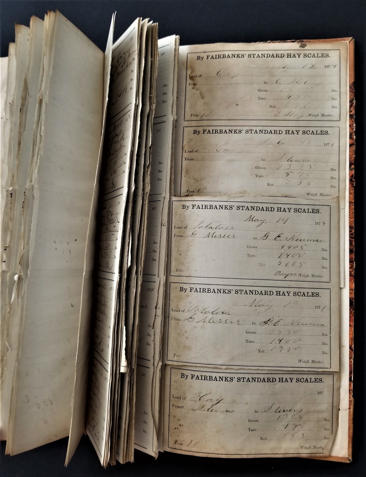 1870s antique FAIRBANKS HAY SCALES johnsbury vt LEDGER RECEIPT BOOK