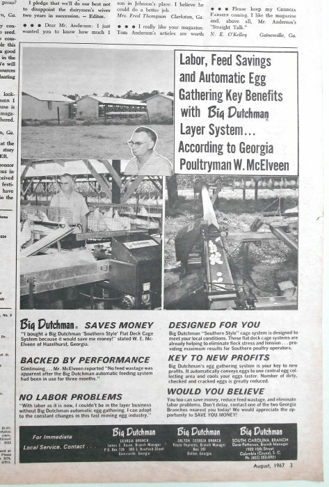 Original 1967 Poultry Ad Features W E McElveen, Hazelhurst, Georgia