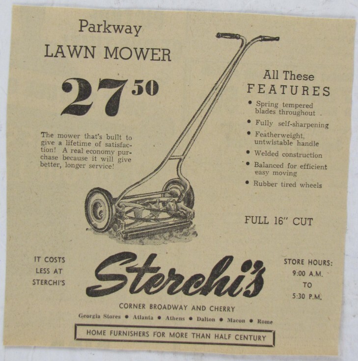 Vintage 1947 PARKWAY Push Mower Newspaper Print Ad