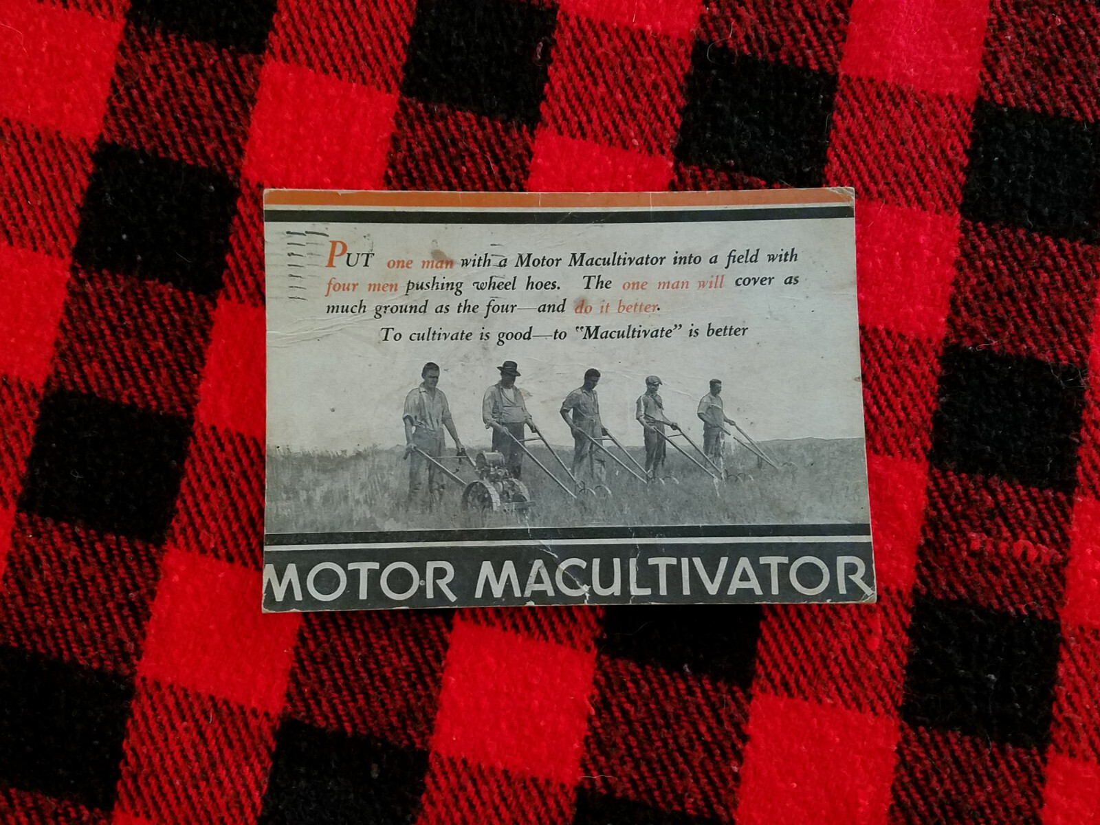Rare 1920s Motor Macultivator Vintage Garden Tractor Toledo Dealer Postard