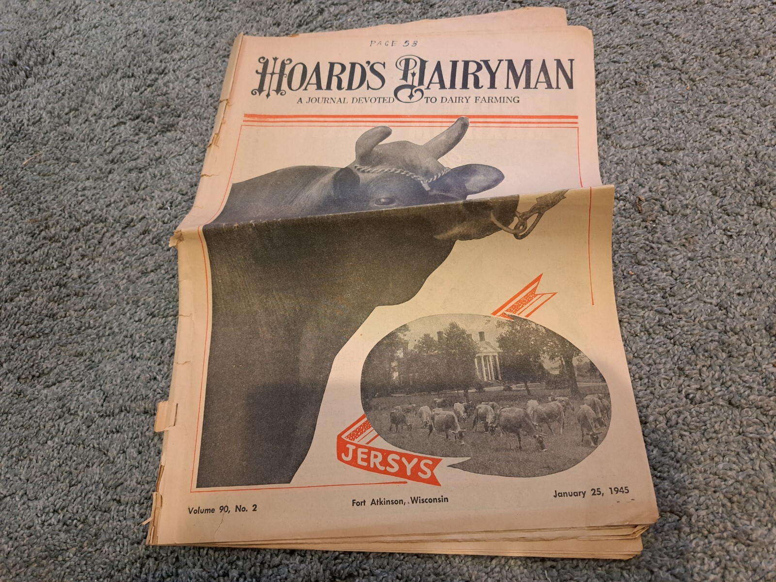 Hoard&rsquo;s Dairyman Jan. 25 1945 Dairy Farming Newspaper Fort Atkinson