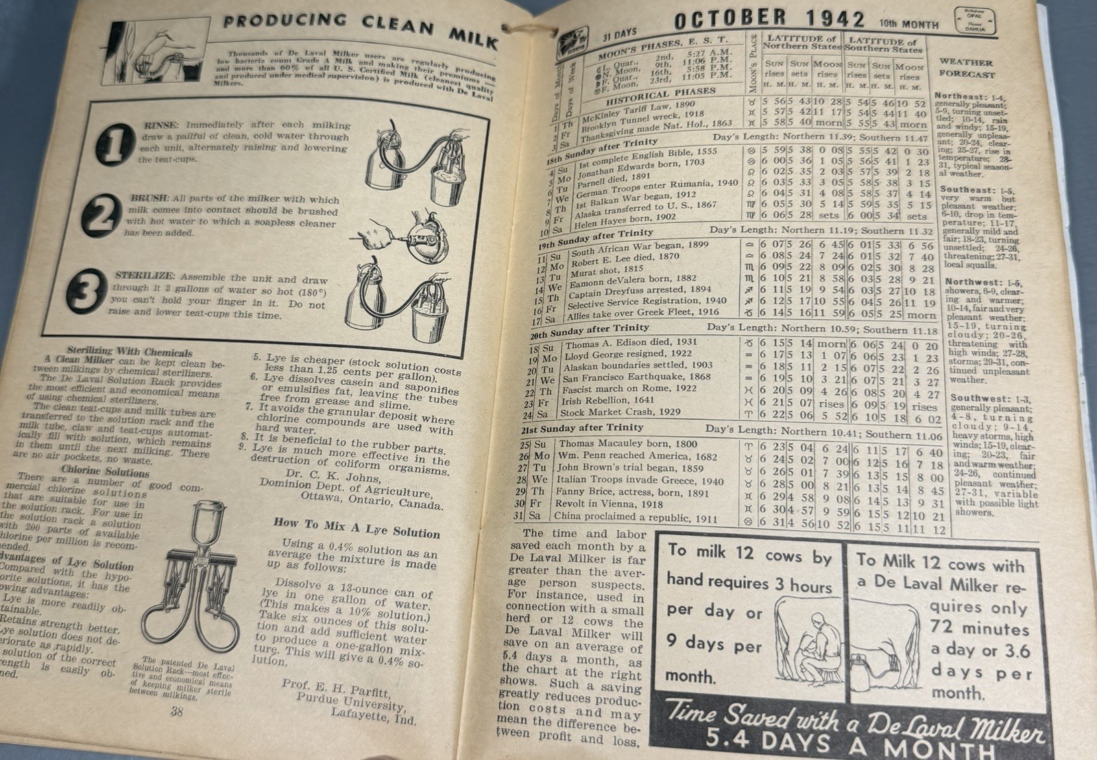 De Laval Handy Reference Yearbook 1942 ~ Vintage Almanac ~ Spokane Washington