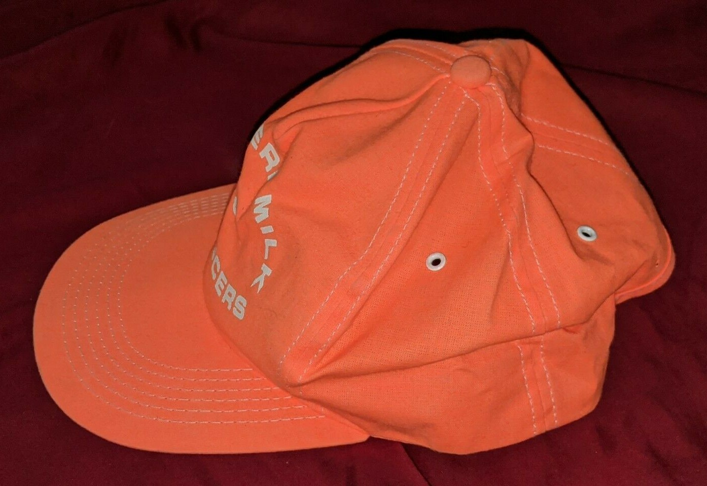 Eastern Milk Producers YC Neon Orange snapback cap Hat Dairy Advertising Vintage