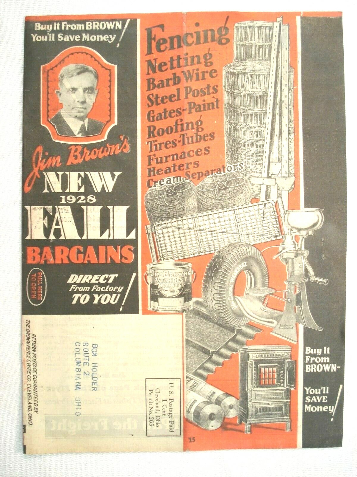 JIM BROWN&rsquo;S 1928 NEW FALL BARGAINS CATALOG BROWN&rsquo;S FENCE & GATE CLEVELAND OHIO