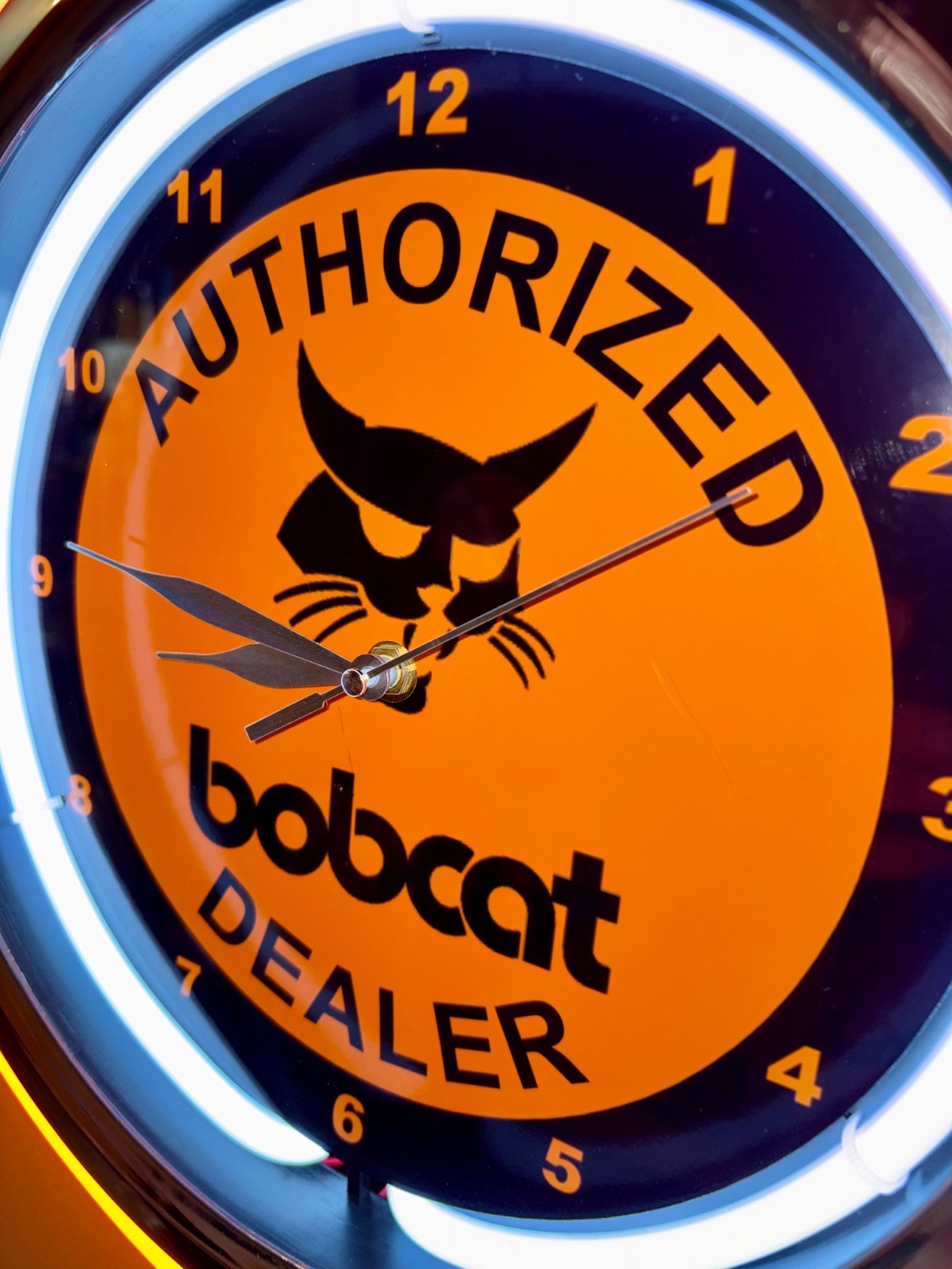 Bobcat Skid Steer Farm Tractor Barn Man Cave Orange Neon Style LED Clock Sign