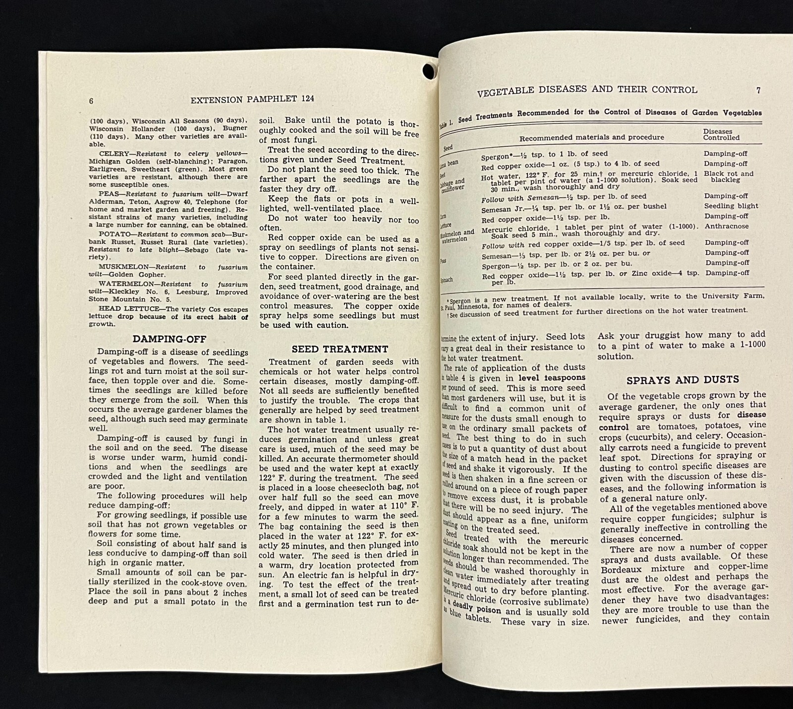 1943 Control Vegetable Diseases Gardening Vintage Farmer&rsquo;s Extension Pamphlet