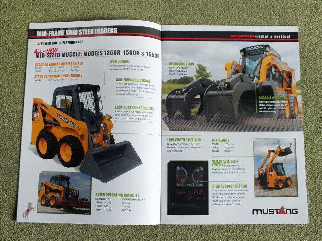 MUSTANG Skid Steer Loaders 1350R – 4000V Models Brochure Prospekt 2015