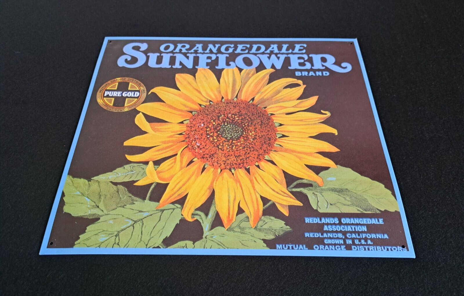 Tin Sign – Orangedale Sunflower Brand Pure Gold – Vintage Reproduction