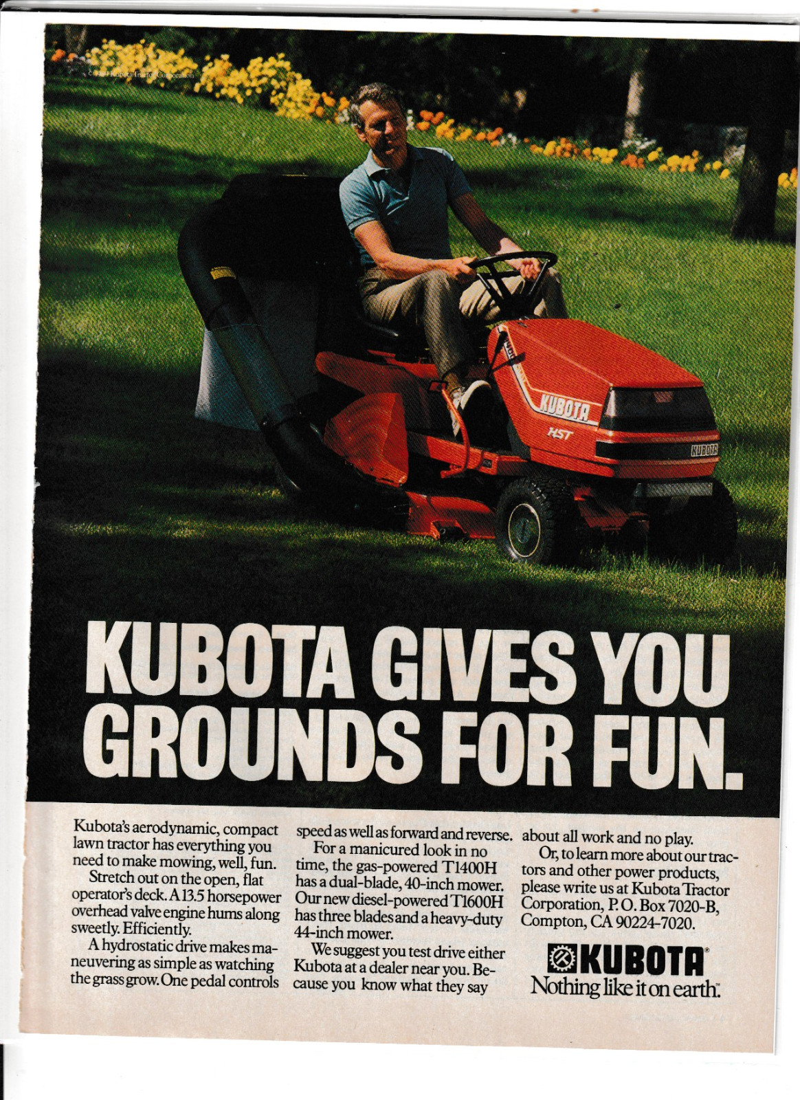Original 1979 Kubota Tractor Magazine Ad « Kubota Gives You Grounds for Fun »