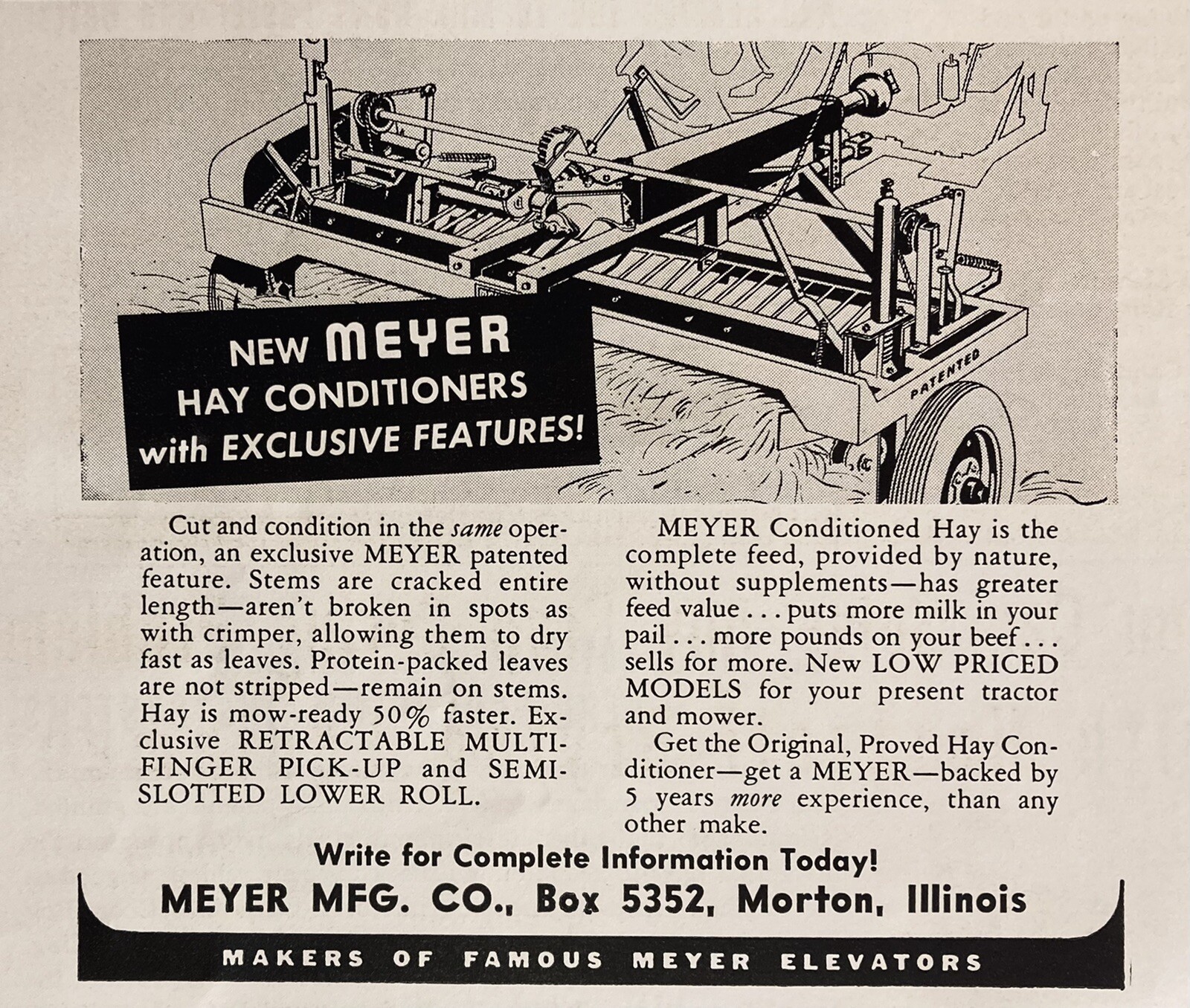 1958 AD.(XH48)~MEYER MFG. CO. MORTON, ILL. MEYER HAY CONDITIONERS