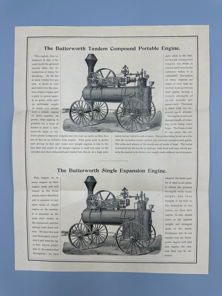 1890s BUTTERWORTH THRESHING MACHINE Farm ENGINE Advertising TRENTON NJ Antique