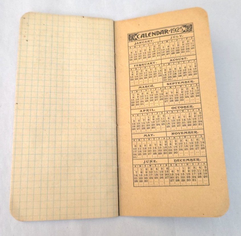 Vintage Armours Big Crop Fertilizers 1924-25 Pocket Calendar Notebook Memo Book