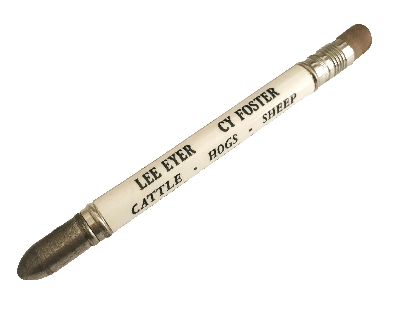 Vintage Live Stock Commission Bullet Pencil Sioux City IA Brown Goff Foster