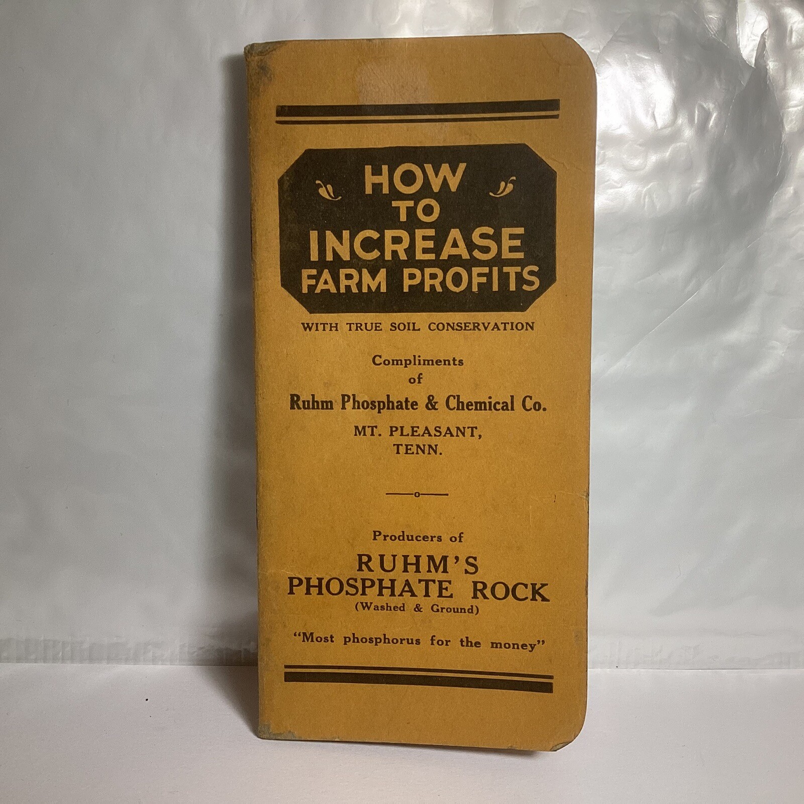 1938 FARM POCKET NOTEBOOK HOW TO INCREASE FARM PROFITS RUHM PHOSPHATE CO TN