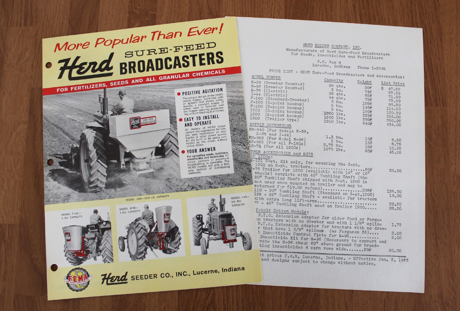 1963 Herd Seeder Planter Fertilizer Farm Tractor Equipment Brochure Catalog