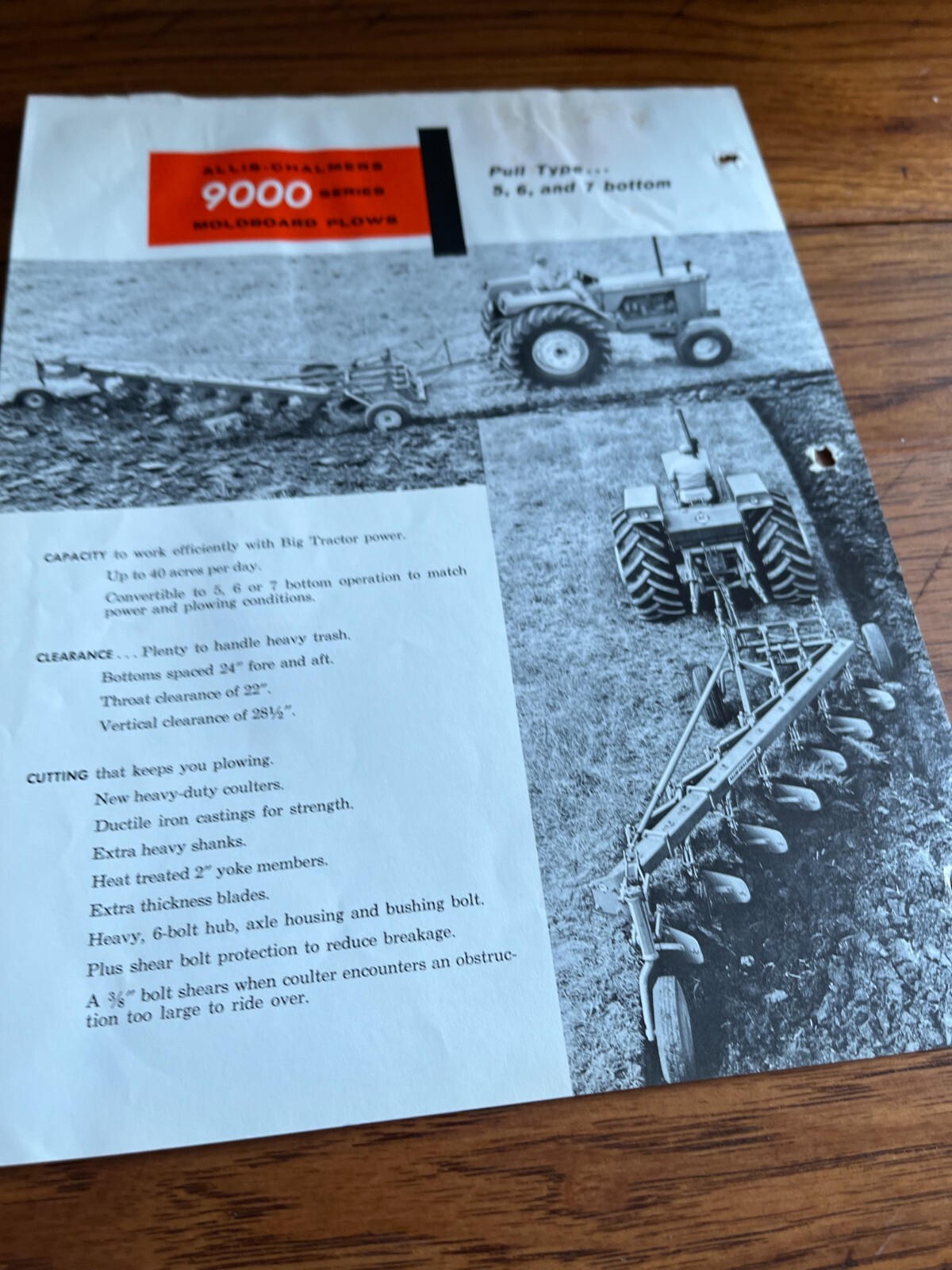 Allis Chalmers 9000 Series Moldboard Plow Tractor For 1963 Brochure FCCA