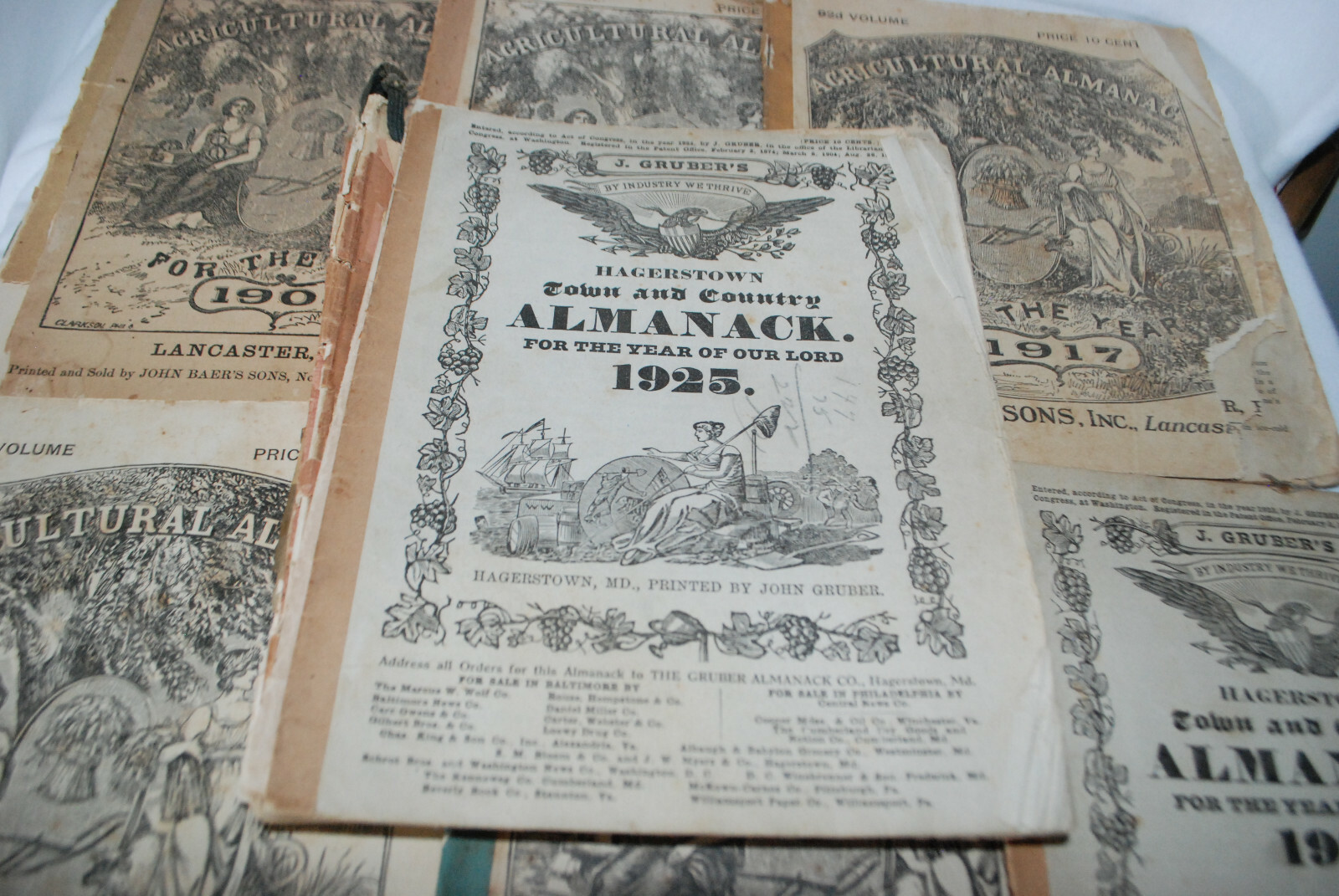 Vintage LOT Of 16 John Baer’s Sons Agricultural Almanac Lancaster, PA 1908…