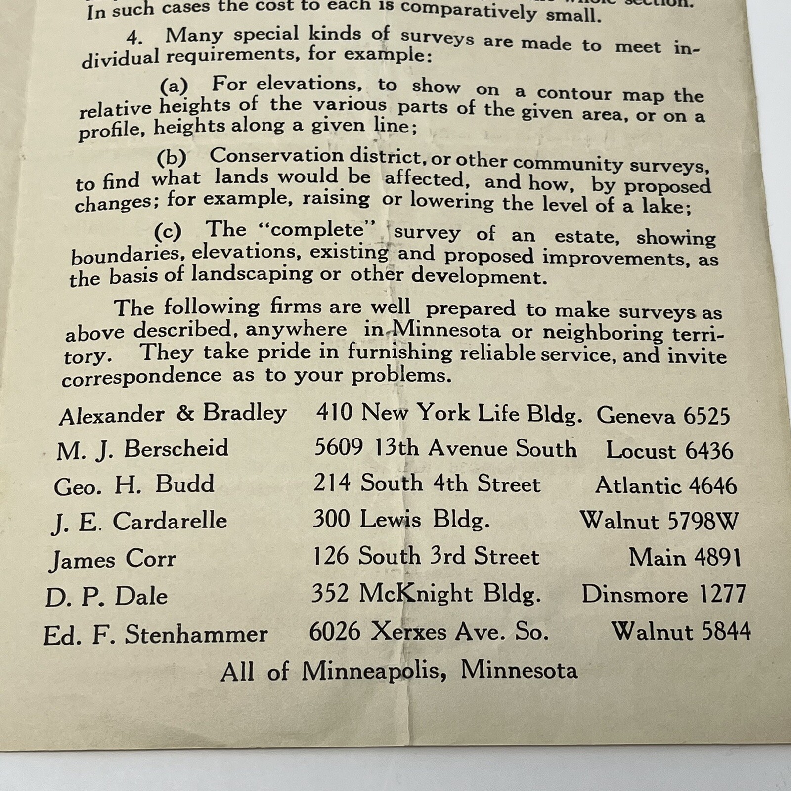 1930s Surveys For The Farmer Minneapolis MN Informational Brochure Pamphlet 30s