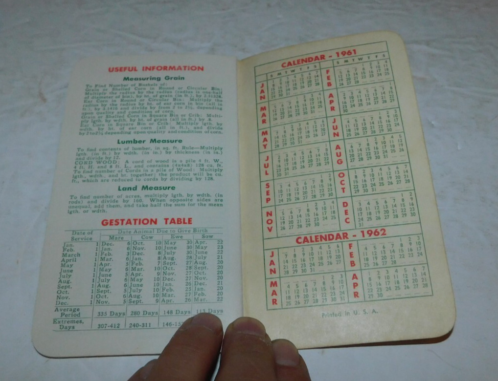 NEAT VINTAGE 1961 FARMING ARMOUR VERTILIZERS UNUSED POCKET LEDGER
