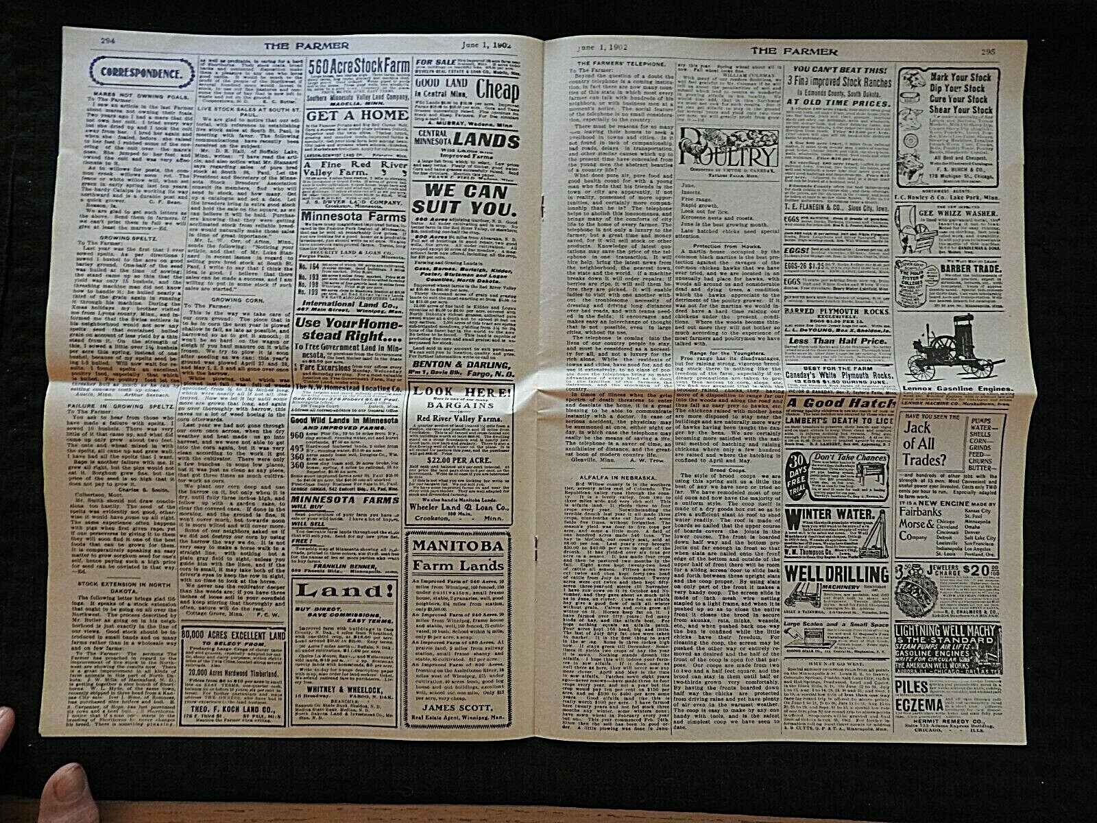 1902 « The Farmer » Webb-Shaw Farm Experiment St. Paul MN Agricultural Newspaper
