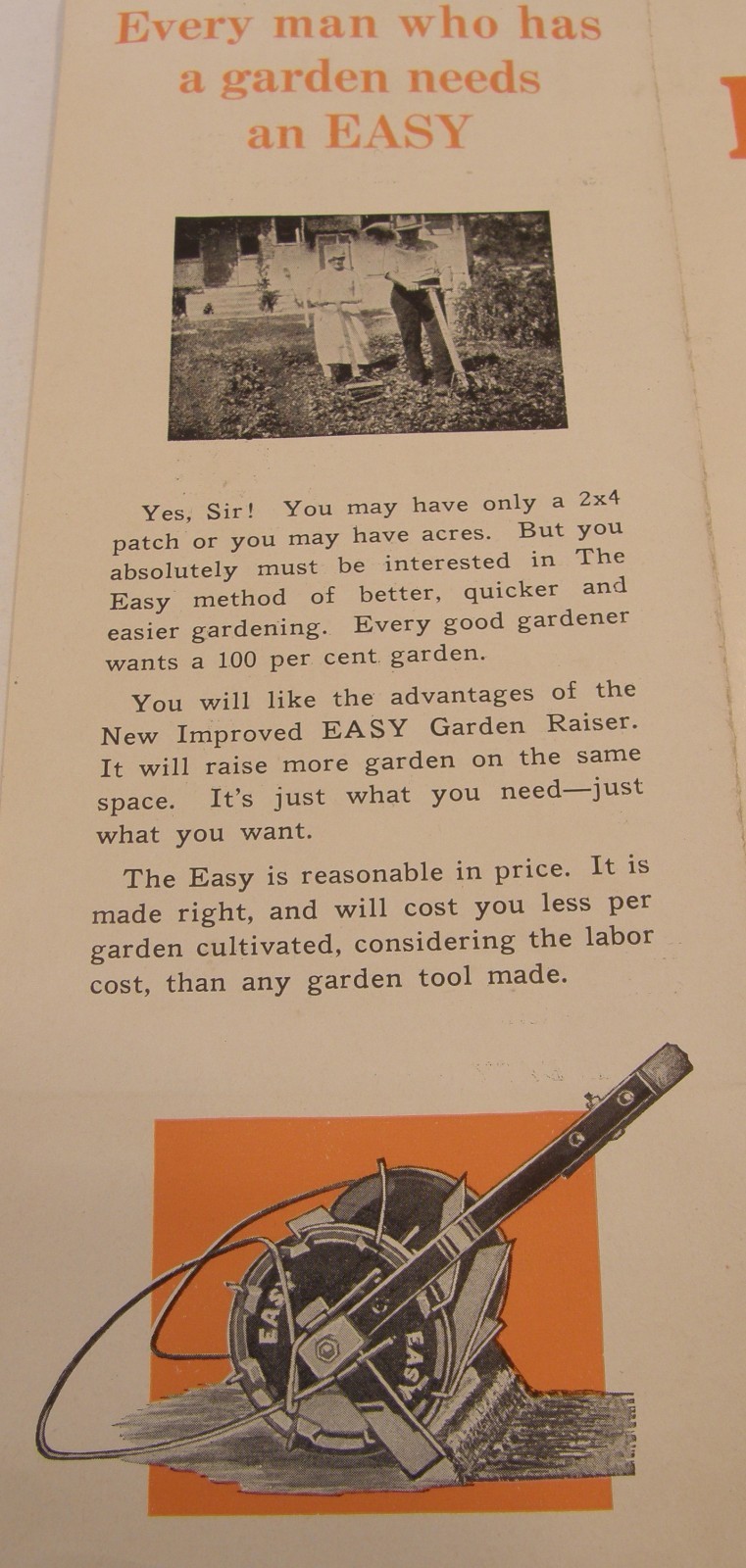VINTAGE 30&rsquo;s ADVERTISING BROCHURE EASY MFG CO GARDEN CULTIVATOR LINCOLN NE