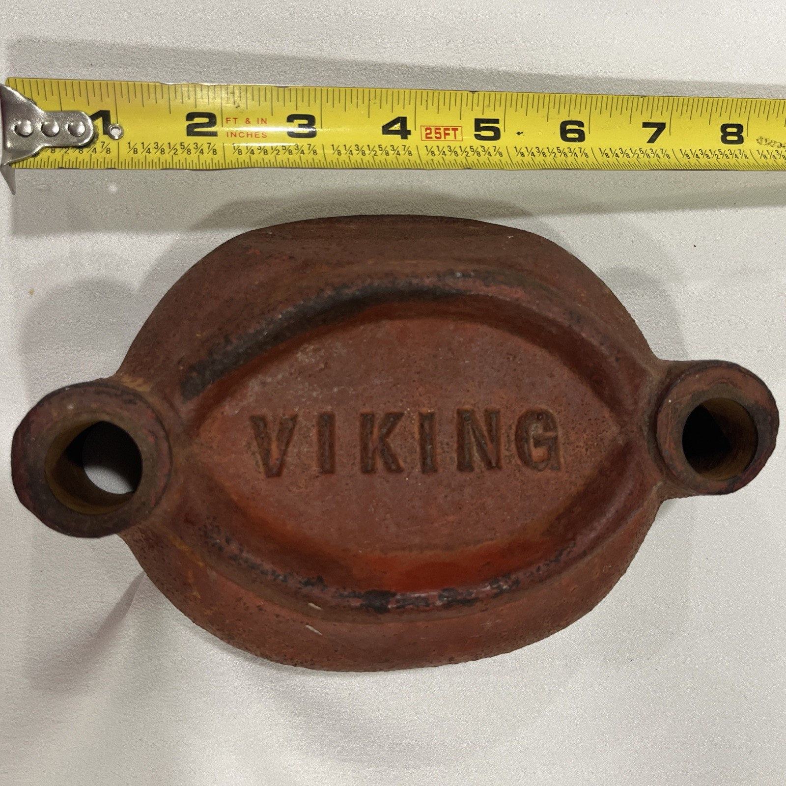 Antique Cast Iron Red Cap Cover-Fire Dept. Viking