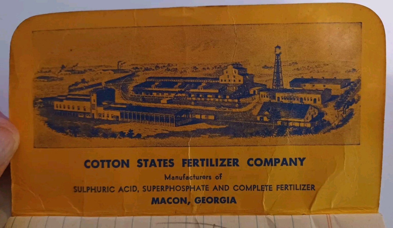 1949 Notepad Cotton States Fertilizer Blue Banner Macon Georgia