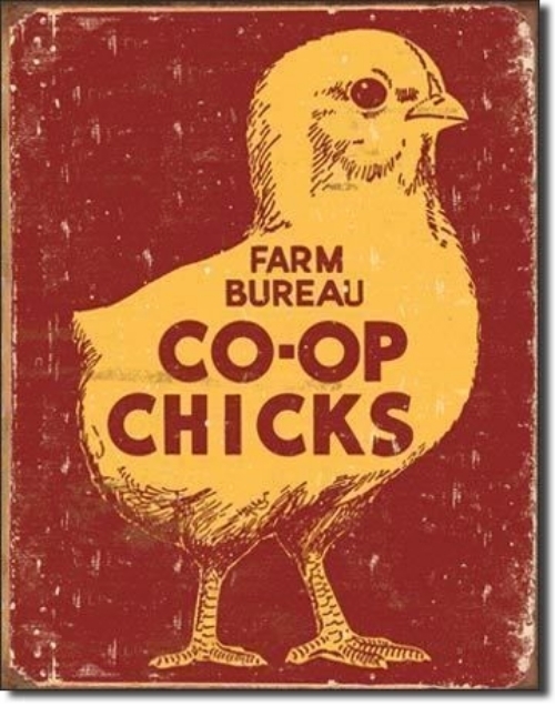 Farm Bureau Co-Op Chicks Vintage Tin Sign Metal Poster Country Home Decor