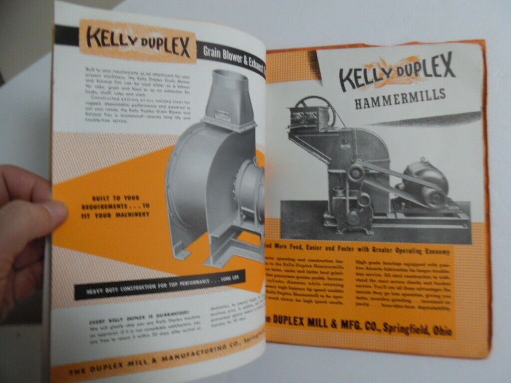 1950s Kelly Duplex Dealer Catalog Binder Hammer Mill Corn Springfield OH Vintage