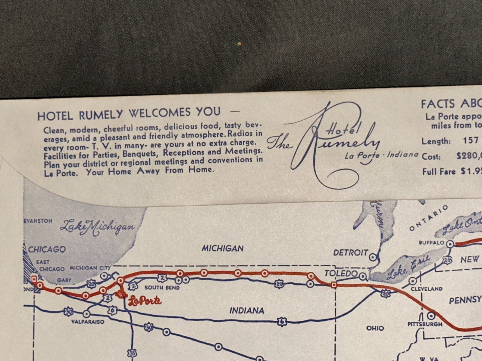 Vintage The Rumely Hotel Envelope – Illustrated Back
