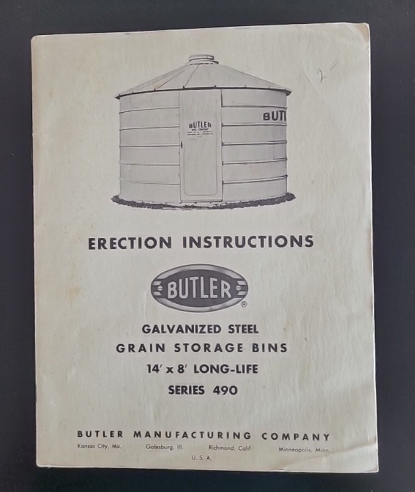 Vintage Butler Mfg Co Grain Storage Bins Assembly Manual Series 490 14×8