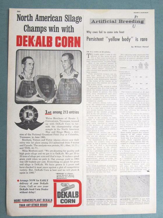 Original 1966 Seed Ad Features Photo Vernon & Victor Weiss Cottonwood Tennessee