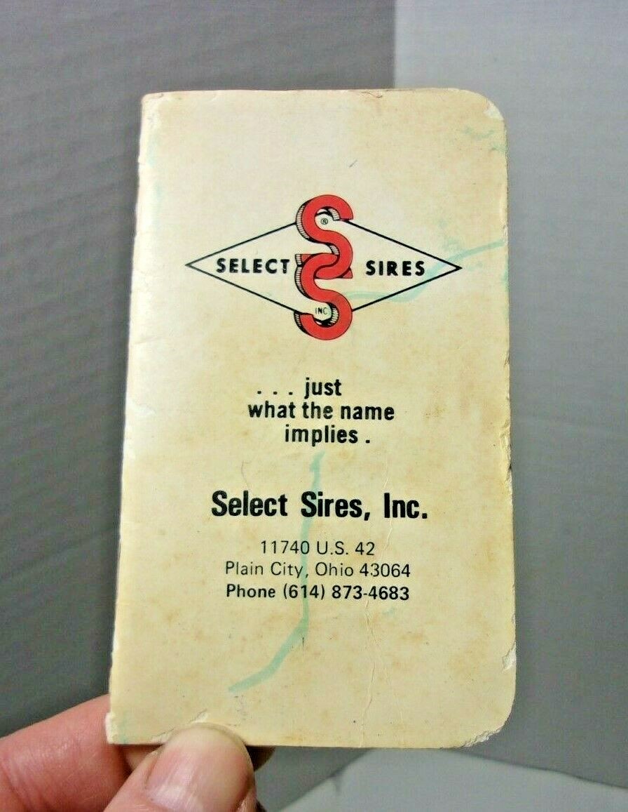 Farmers Pocket Notebook Advertising Select Sires Dairy Farm Vintage Book