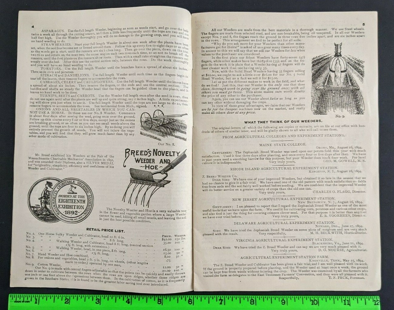 Vintage 1895 Zephaniah Breed Weeder Cultivator Graphic 15 Pg Advertising Booklet