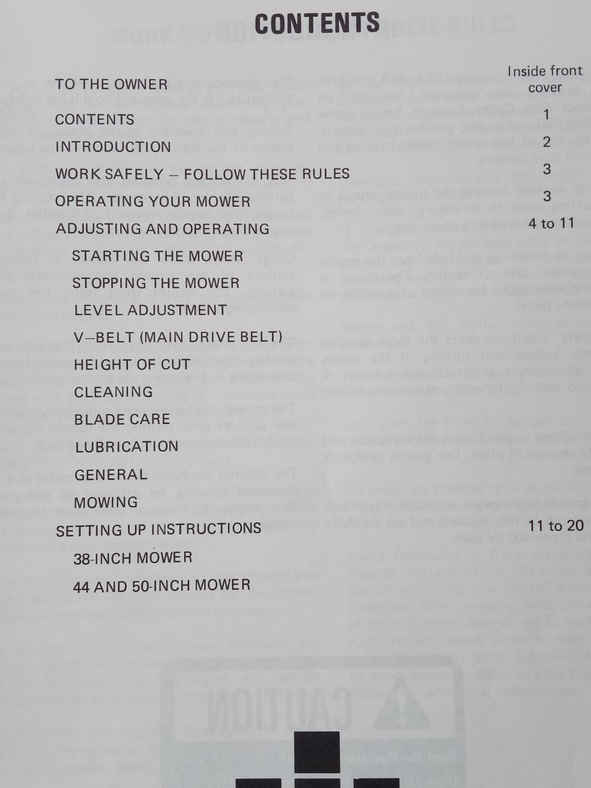 International Harvester Rotary Mowers 38A 44A 50A 3 Spindle Operator&rsquo;s Manual