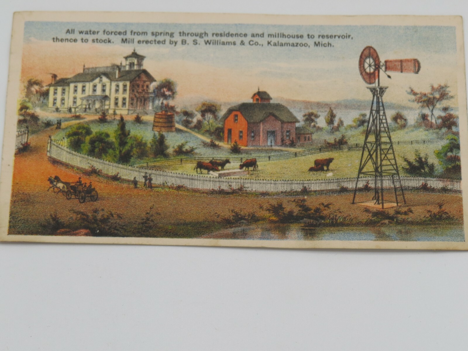 Vintage B.S. WIlliams WINDMILL Kalamazoo, MI 1880&rsquo;s TRADE CARD UTICA, NY