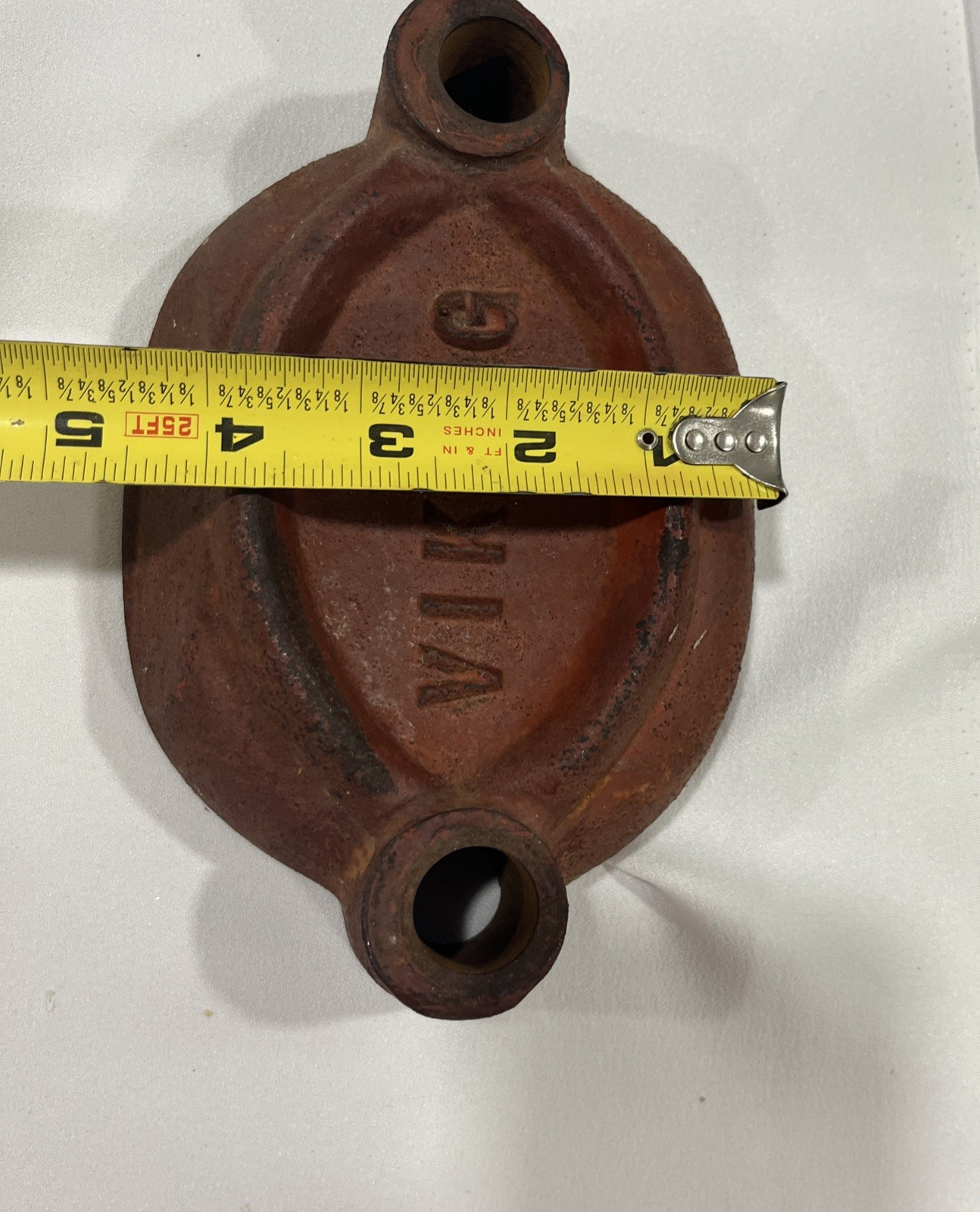 Antique Cast Iron Red Cap Cover-Fire Dept. Viking