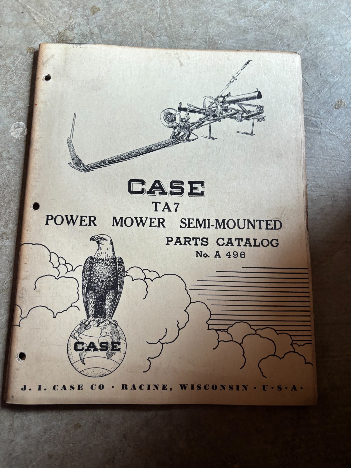 Case Tractor TA7 Power Mower Parts Book Manual AMIL26