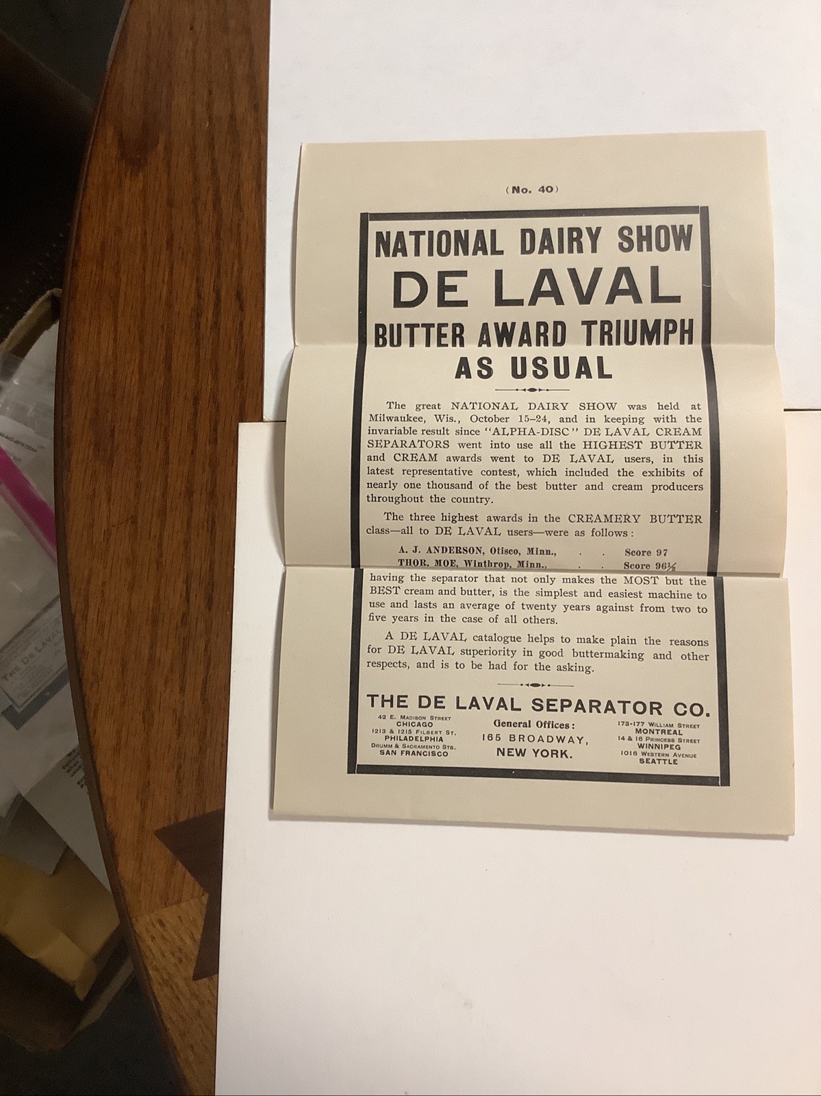 De Laval Separator Co NY Ads 38 & 40 Envelope 1909-FREE SHIPPING
