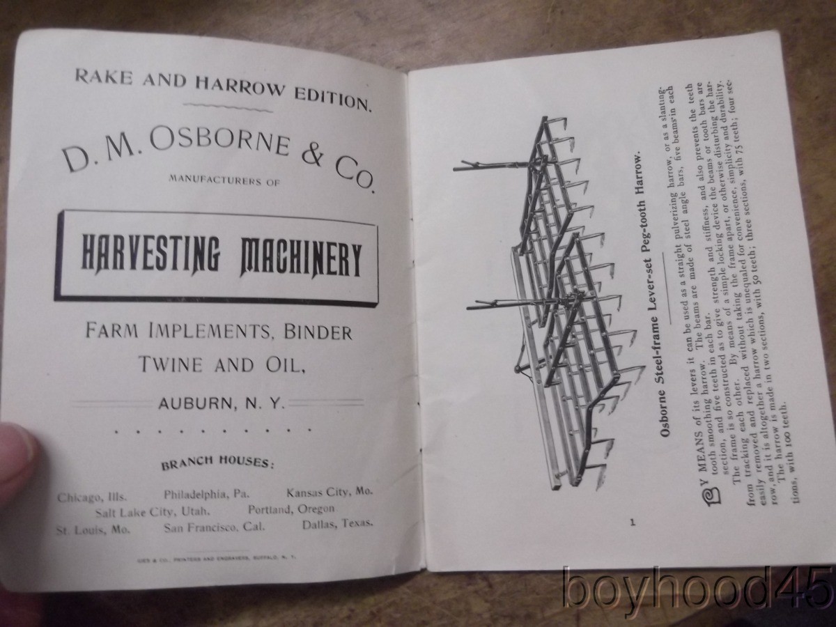 D.M. Osborne & Co., Auburn, NY–FARM IMPLEMENTS, RAKE & HARROW CATALOGUE-Ca 1890