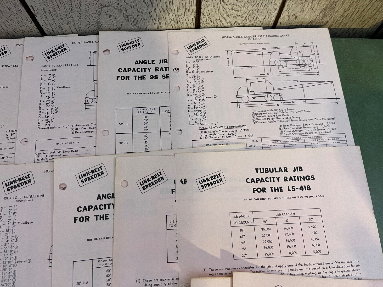 Link Belt Speeder Fly Sheet & Rating Sheets Lot 56 Pieces