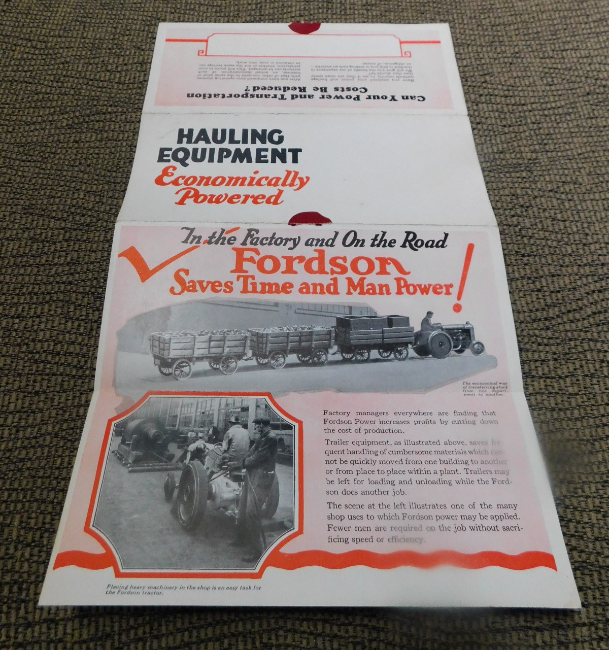 1920&rsquo;s 1930&rsquo;s Fordson Tractor Brochure 9.25&Prime; x 16&Prime;