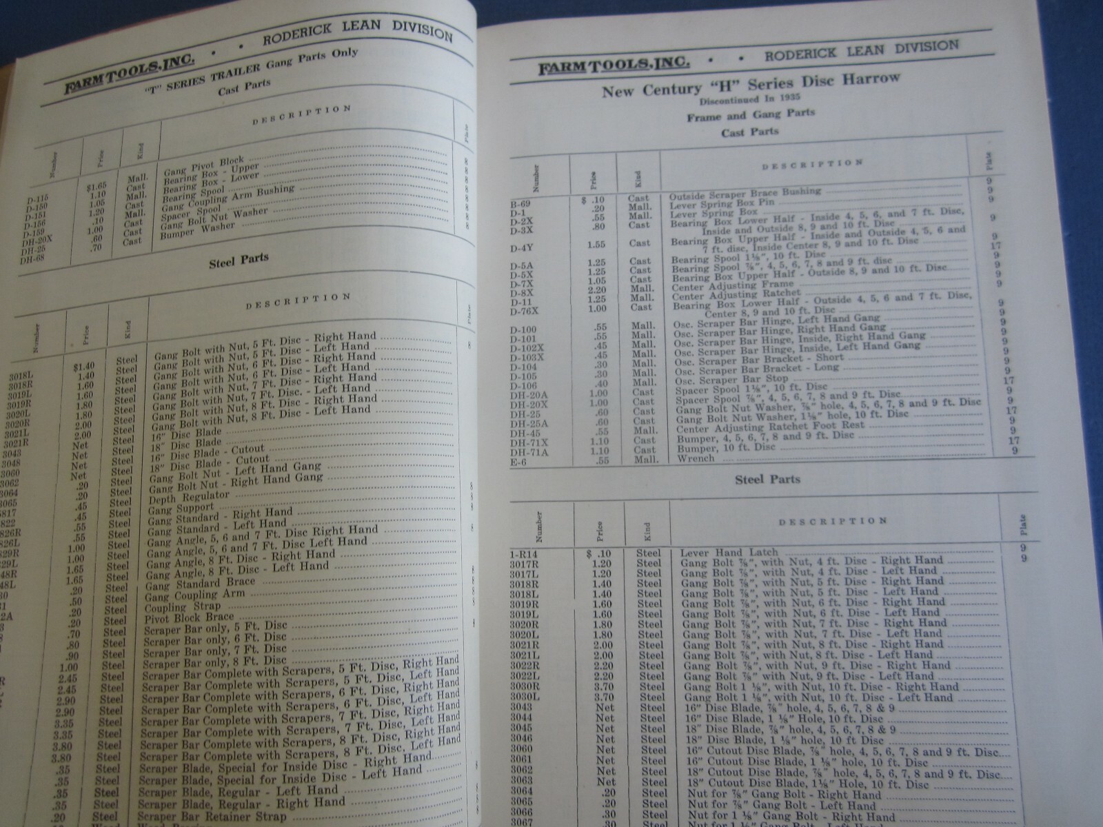 Old Vintage 1939 – Roderick Lean Agricultural Implements – CATALOG – Farm Tools
