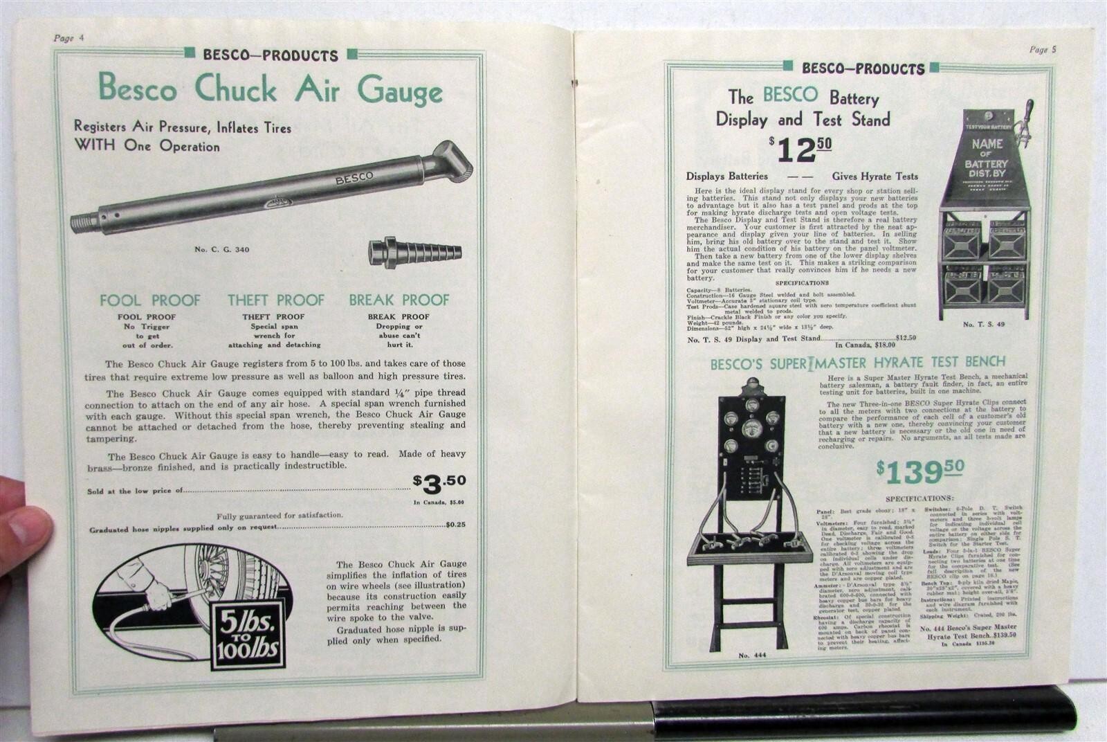 1920s Besco Products Clutches Air Gage Pricing Sales Brochure