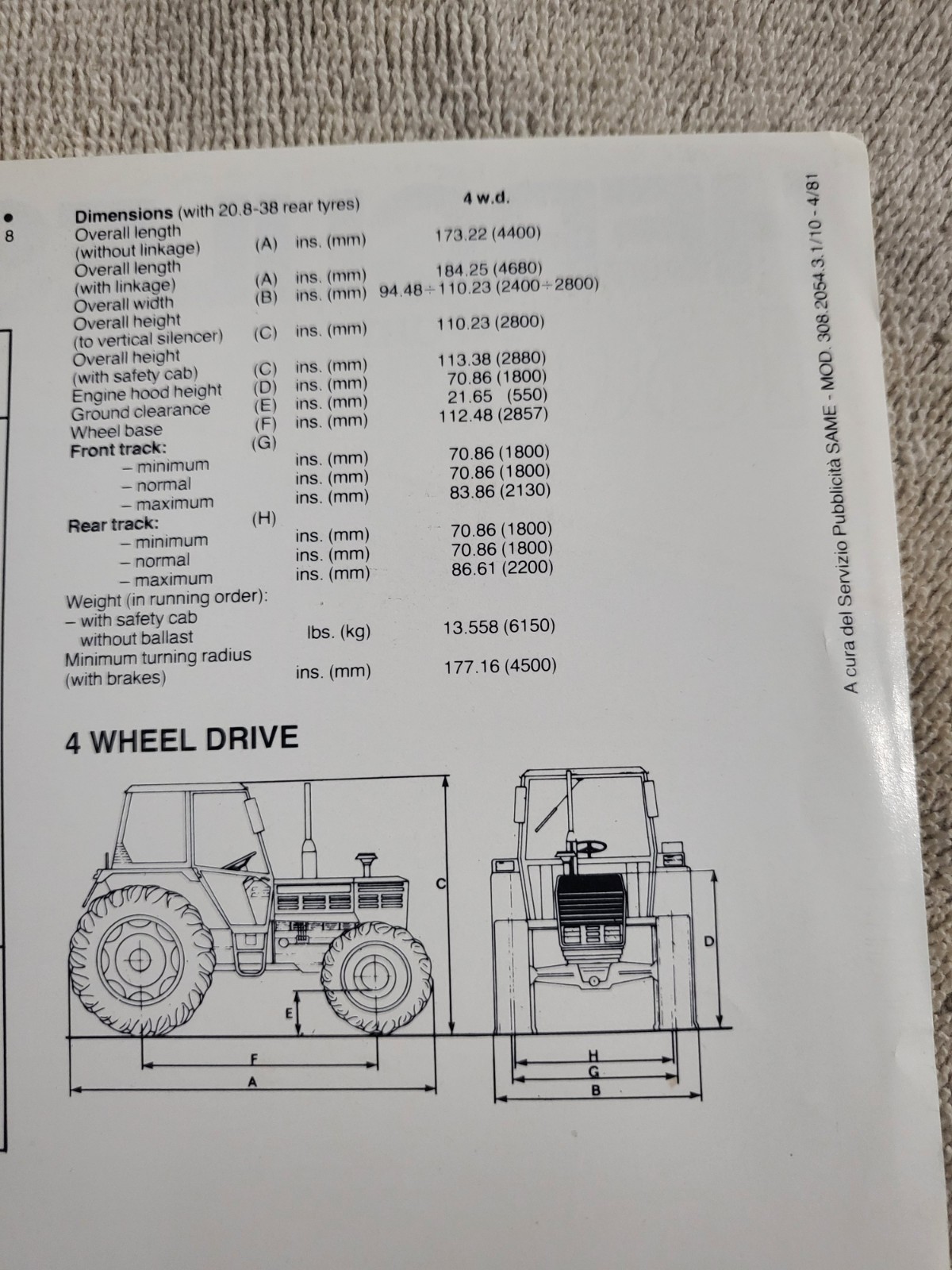 Vintage 1981 SAME Hercules 160 Export Tractor Dealer Sales BROCHURE Turbo Diesel