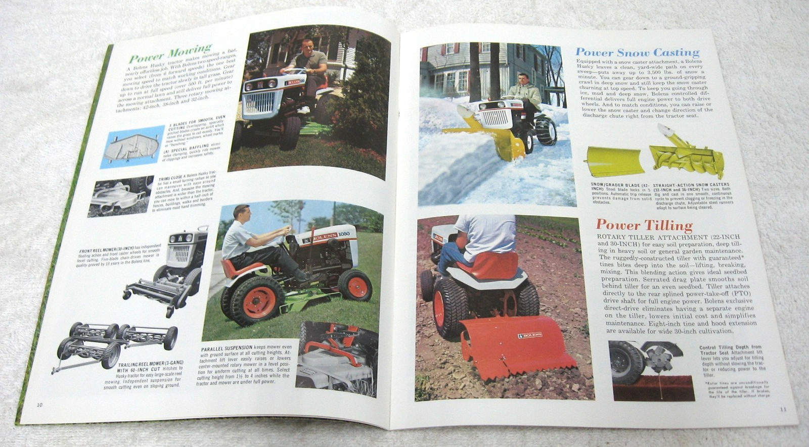 VINTAGE BOLENS HUSKY LAWN TRACTOR MOWER 1050 850 650 AND ATTACHMENTS BROCHURE