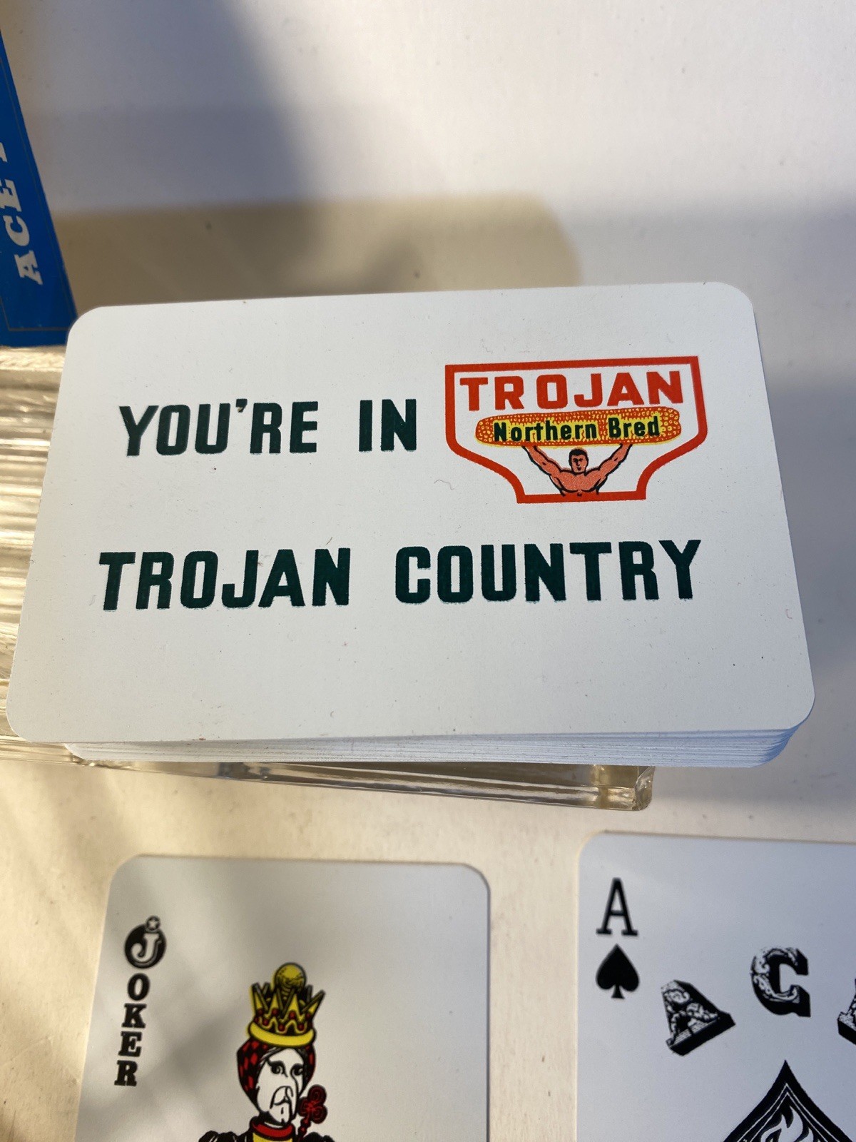 Vintage Trojan Northern Bred Seed Corn Advertising Deck Playing Cards In Case